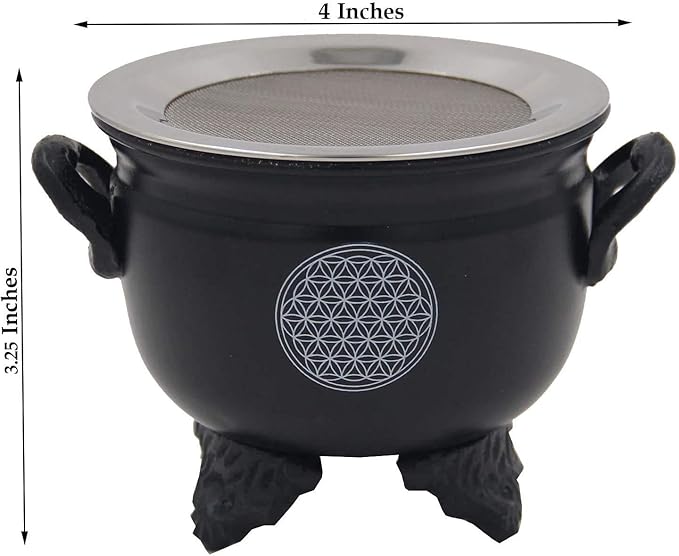 Large Metal Charcoal Incense Burner (Flower of Life)