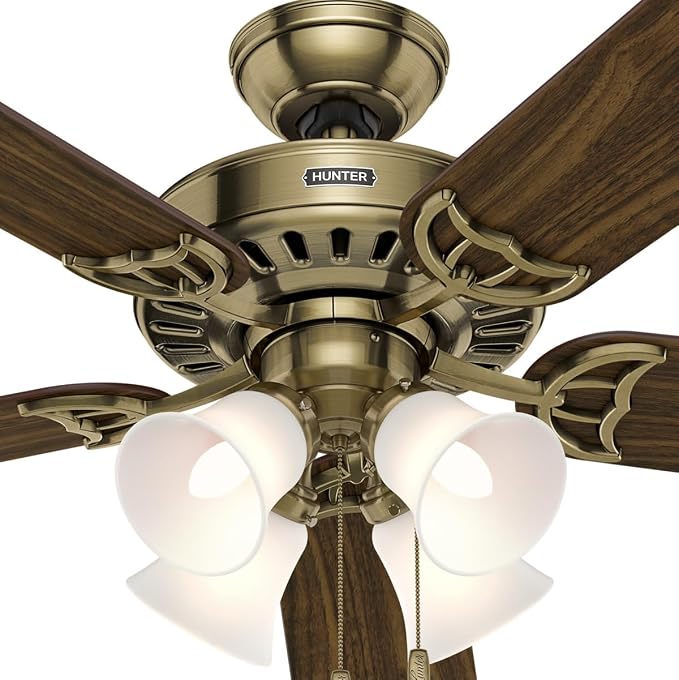 Hunter Studio Series, Indoor, Ceiling Fan, Quiet, 52 inch, Antique Brass