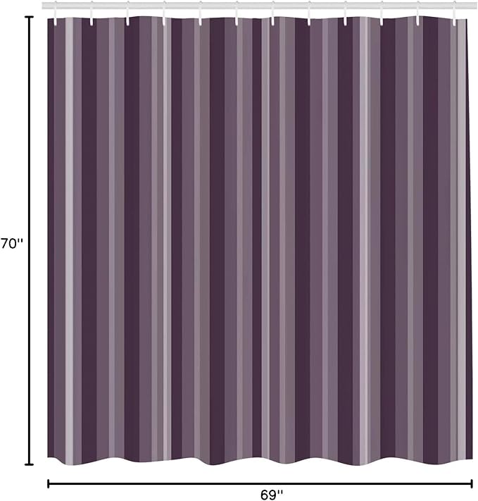 Ambesonne Stripes Shower Curtain, Abstract Ocean Inspired Palette Lines Geometrical Image Illustration, Cloth Fabric Bathroom Decor Set with Hooks, 70" Long, Pale Eggplant