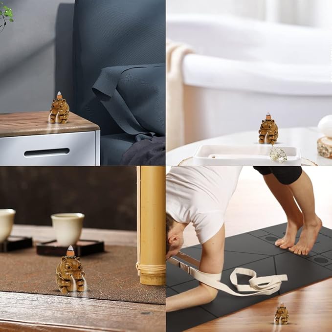 Wooden Hippo-shaped Incense Burner - Sandal Wood - Backflow Incense Holder - Desktop Ornament for Home Decoration