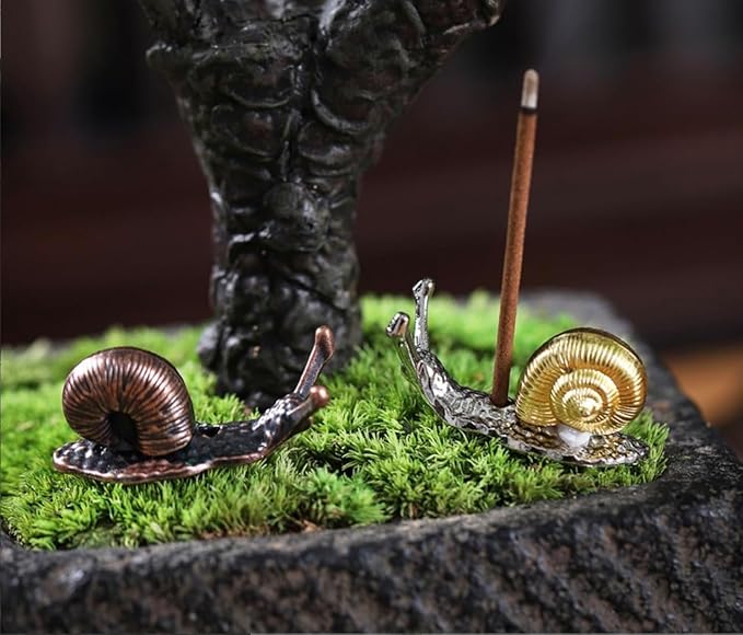 2 Pcs Gold Snail Shaped Incense Burner Stick Holder Animal Shaped Home Vintage Incense Holders