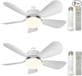 2Pack Socket Fan Light With Remote, Screw in Ceiling Fans with Dimmable Light, 3 Colors 3000K-6500K,Smart Ceiling Fan Light Kit Bulb for Bedroom Living Room Kitchen Garage Dinning Room