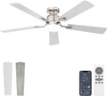 VOLISUN 52 Inch Ceiling Fan with Lights Flush Mount, Low Profile Ceiling Fans with Lights, Remote&APP Control,Dimmable 22W LED Light,Queit&Reversible Fan, Ceilings Fans for Bedroom, Living Room,Nickel