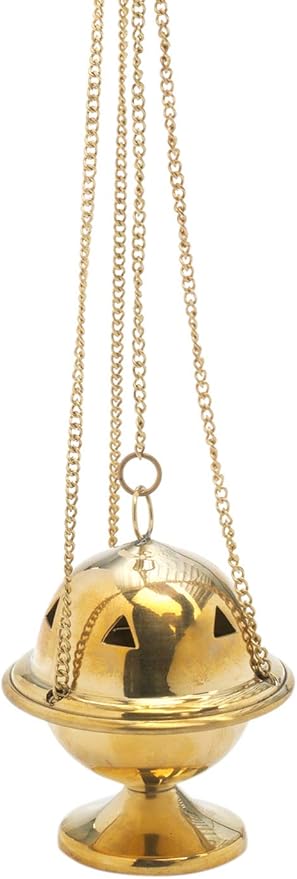 Handcrafted Incense Burner with Chains - Height 3.94 inch - Handmade Aromatic Censer for Essential Oils and Indoor Scents - Durable Decorative Incense Holder for Spiritual Practice and Meditation