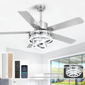 52" Ceilling Fan with Light Chandelier Fan Modern DC Motor Dimmable Led Fandelier Ceiling Fan with Light for Bedroom, Living Room Silver