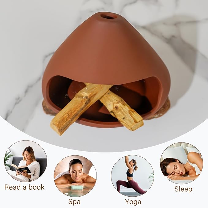 MOUGIGI Terracotta Zongzi Palo Santo Holder–Elegant Sage Cone Incense Dish for Zen Meditation Altar, Energy Cleansing&Yoga Spa–Perfect for Mindfulness, Aromatherapy, Stress Relief&Spiritual Decor Gift