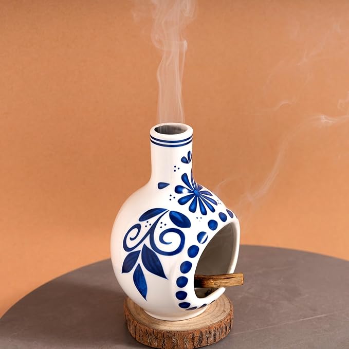 MOUGIGI Handmade Ceramic Palo Santo Holder Burner - Mini Chimenea Incense Dish for Palo Santo and Sticks - Sage Holder for Meditation Decor