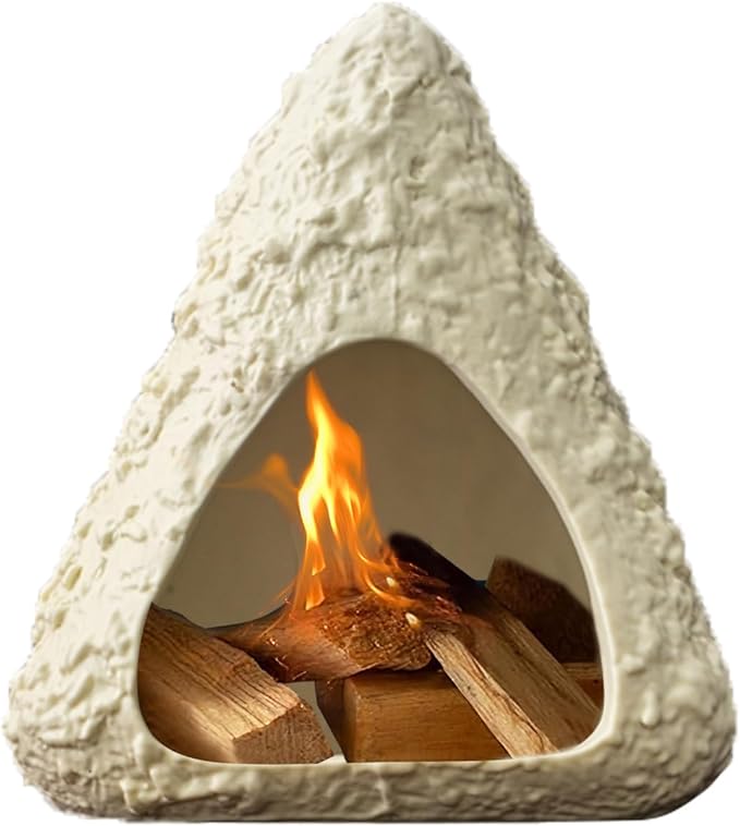 Volcano Palo Santo Holder, Handcrafted Ceramic Mini Chiminea Incense Burner for Sage & Smudge Sticks, Mountain Fireplace Style for Meditation, Yoga, Aromatherapy, Home Decor, Spiritual Gifts