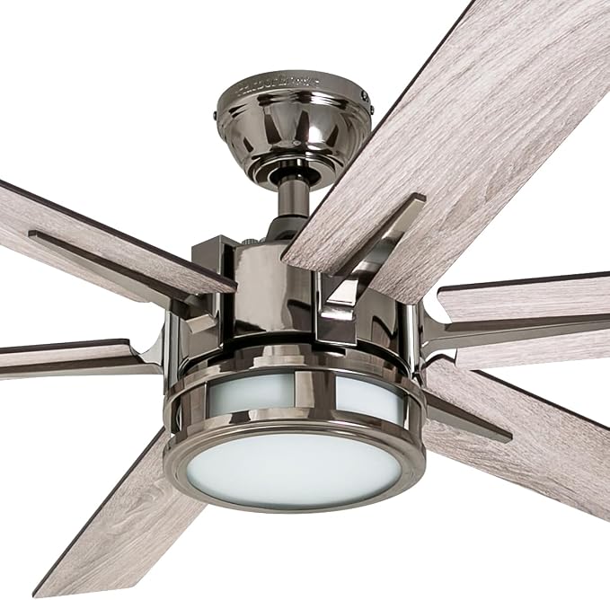 Honeywell Ceiling Fans with Lights, Kaliza LED Indoor Fan w/ 6 Blades, 56 Inch, Gun Metal - Smart Remote-Controlled Fan with Quiet Motor for Home and Bedroom
