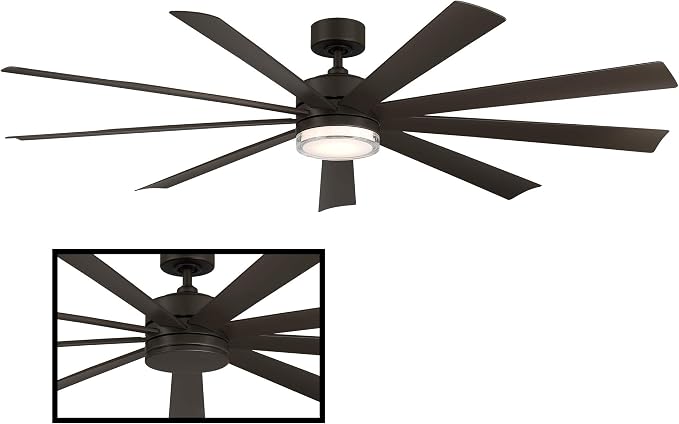 Wynd XL Smart Indoor and Outdoor 9-Blade Ceiling Fan 72in Bronze with 3500K LED Light Kit and Remote Control worksworks with Alexa and iOS or Android App
