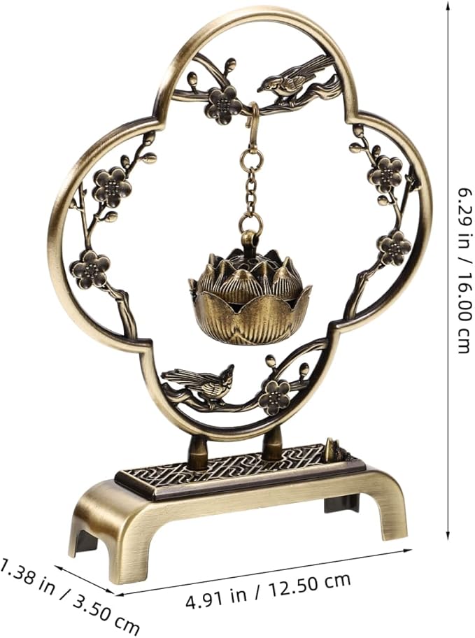 Homoyoyo Mini Hanging Thurible Incense Burner | Vintage Alloy Censer with Chain Rack | Retro Lotus Ball Ornament for Incense Cones/Charcoal | Compact Aromatherapy Decor for Home,Meditation&Present