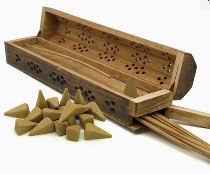 Bless-International Traditional-Handmade-Burner Wooden-Coffin-Incense-Stick-Holder Ash-Catcher-Stand (Wooden Coffin)
