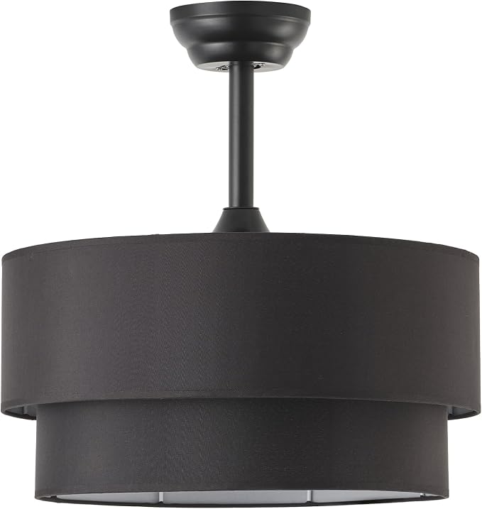 20" Farmhouse Ceiling Fans with Lights, Black Boho Fandelier Chandelier Ceiling Fan with Light Remote Control, Caged with 6 Speeds for Living Room, Bedroom, Nursery