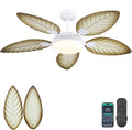 PHORUS 52" Tropical Outdoor Palm Leaf Ceiling Fans with Lights and Remote | Supports Remote and APP, 6 Wind Speeds, Reversible, Dimmable 3CCT LED, 50W Quiet DC Motor,Suits for Living Room Bedroom Patio