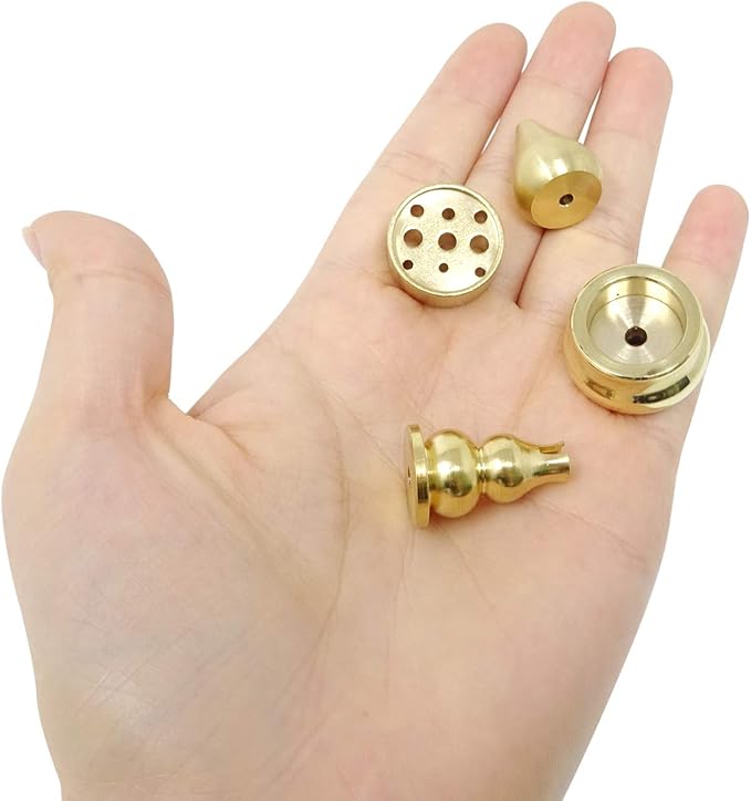 Honbay 4PCS Brass Incense Holder Incense Stick Holder Mini Incense Cone Burner Alloy Ash Catcher for Indoor Outdoor Use (4 Styles)