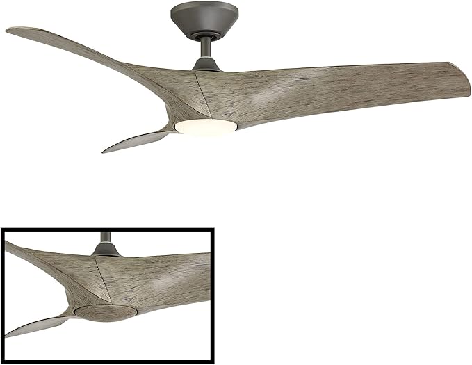 Modern Forms Zephyr 3 Blade 52 in. Indoor and Outdoor Smart Downrod Ceiling Fan with Remote Control - Integrated LED Selectable 4CCT 2700K-3000K-4000K-5000K - Graphite/Weathered Wood