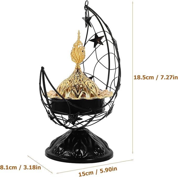 Zerodeko 1pc Incense Burner Decoration Elegant Arabic Censer for Home Decor Vintage Incense Holder Smooth for Aromatherapy and Relaxation Black Design