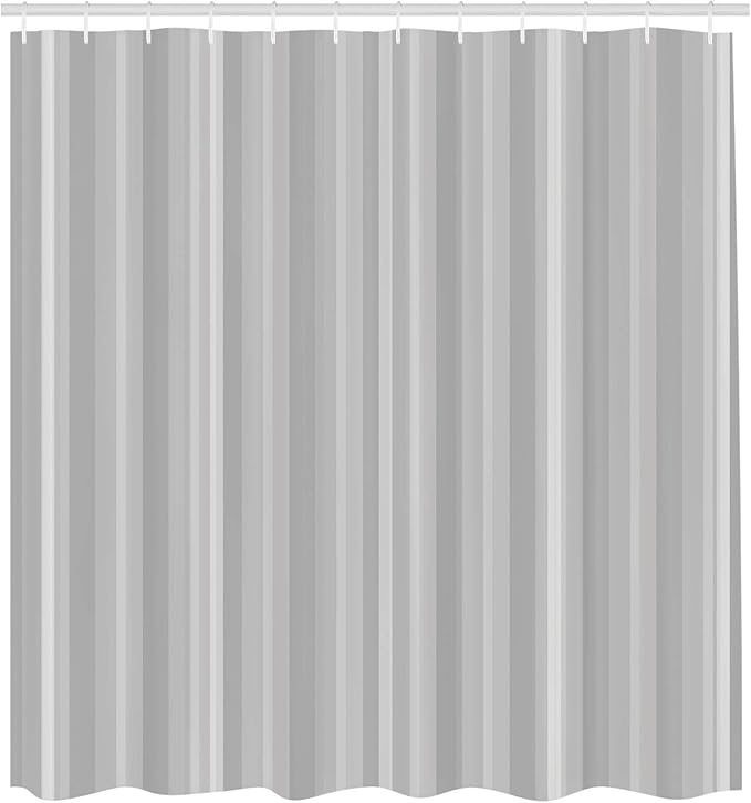 Ambesonne Stripes Shower Curtain, Abstract Ocean Inspired Palette Lines Geometrical Image Illustration, Cloth Fabric Bathroom Decor Set with Hooks, 84" Long Extra, Pale Purpleblue