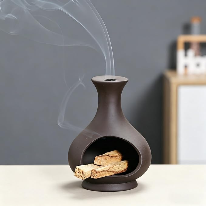 Multi-Functional Palo Santo Burner, Palo Santo Holder， Stick and Sage Smudging Bowl, Modern Incense Burner with Chimney, Ash Catcher, Suitable for Spiritual Rituals, Yoga, Meditation