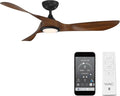 WAC Lighting Swirl 3-Blade Aluminum Smart Ceiling Fan in Matte Black/Brown