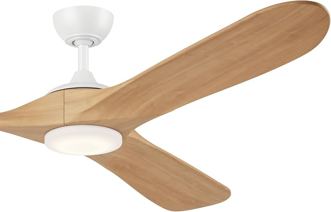 KICHLER Mylo 70 in Modern Ceiling Fan with Light and Remote Control, 6-Speed Damp Rated Indoor Outdoor Fan with Satin Etched Cased Opal Glass in Matte White, 310570MWH
