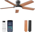 AKOFUN Ceiling Fans with Lights and Remote, Low Profile Ceiling Fan with Light, 6 Speed, Dimmable, DC Motor, Quiet, Timer, Modern LED Ceiling Fan for Bedroom Living Room 44 inch, Black