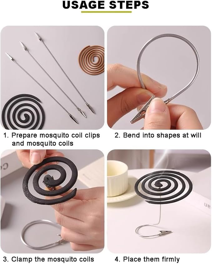 Portable Mosquito Coil Holder Clip Flexible Height Adjustable Metal Incense Stick Stand Holder, Christmas Cards Display Stand Clip for Indoor Outdoor Use Pool Side Patio Deck Camping (10, 11 inch)