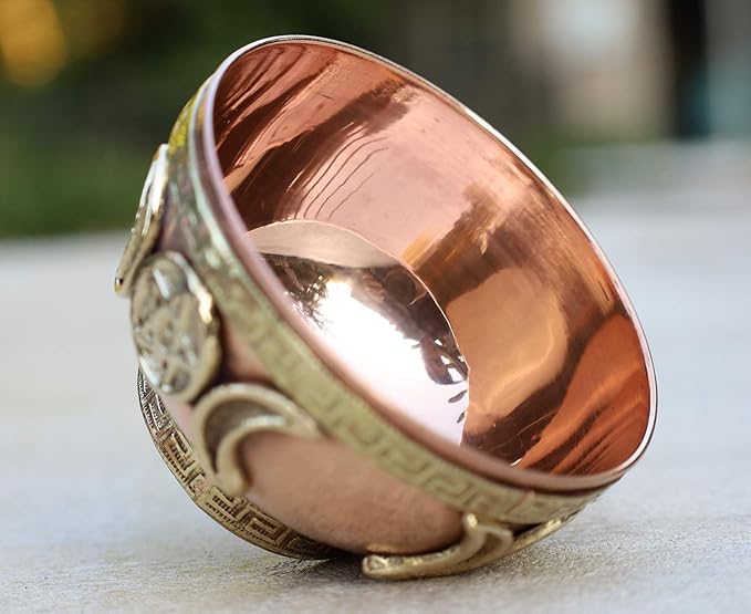 DharmaObjects Copper Offering Bowl Incense Burner Holder (3 Inches, Triple Moon Pentacle)
