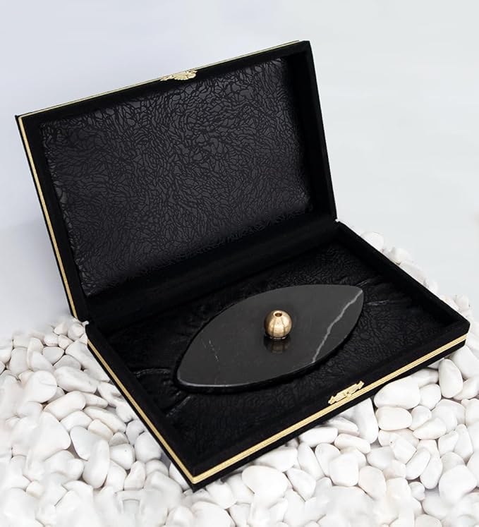 Sermo Ovoid Marble Incense Holder Burner (Night - Black)