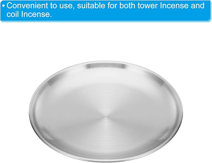 PATIKIL 5.5" Dia. Incense Burner Plate, 2 Pack Coil Incense Holder Alloy Ash Catcher Fireproof Incense Cone Pad Tray for Yoga Spa Room Office, Silver Tone