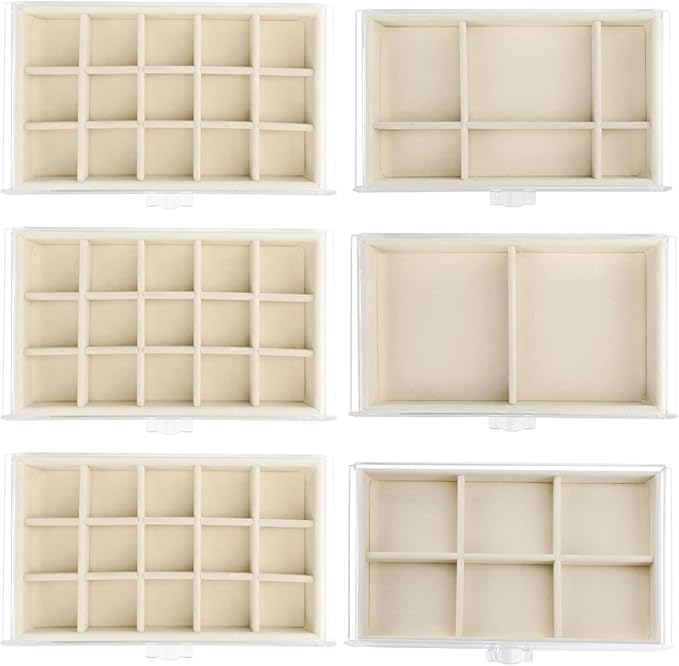 Watpot Acrylic Jewelry Box Organizer and Storage 6 Drawer for Earring Display Tray