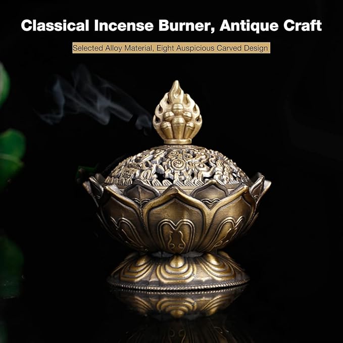 Incense Holder, Vintage Style Backflow Smoke Censer Incense Burner Stick Cone Holder for Home Decoration(Bronze) 2.95 x 2.71inch