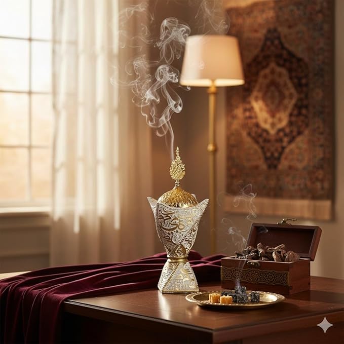 Bakhoor Burner, Charcoal Incense Burner, Frankincense Resin Incense Burner, Incense Burner for Yoga, Spa Aromatherapy，Office & Home Decor Gifts (Style2-white)