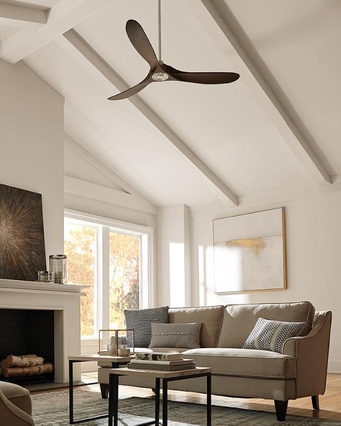 Monte Carlo 3MAVR60BS Maverick Energy Star 60'' Outdoor Ceiling Fan with Remote Control, 3 Balsa Wood Blades, Brushed Steel