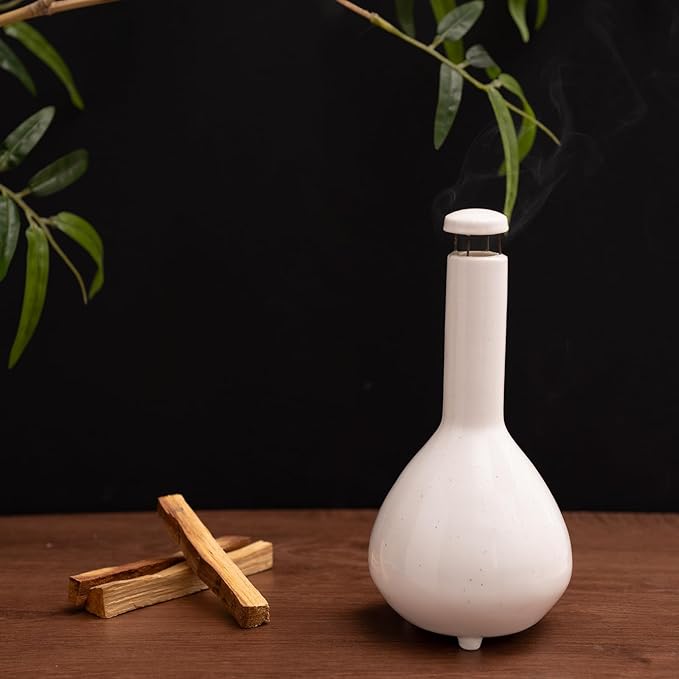 MOUGIGI Handmade Mini Chiminea Palo Santo Holder - Ceramic Incense Burner for Cone & Stick, Ideal for Meditation, Energy Cleansing, Aromatherapy and Ideal Gift for Home Decor