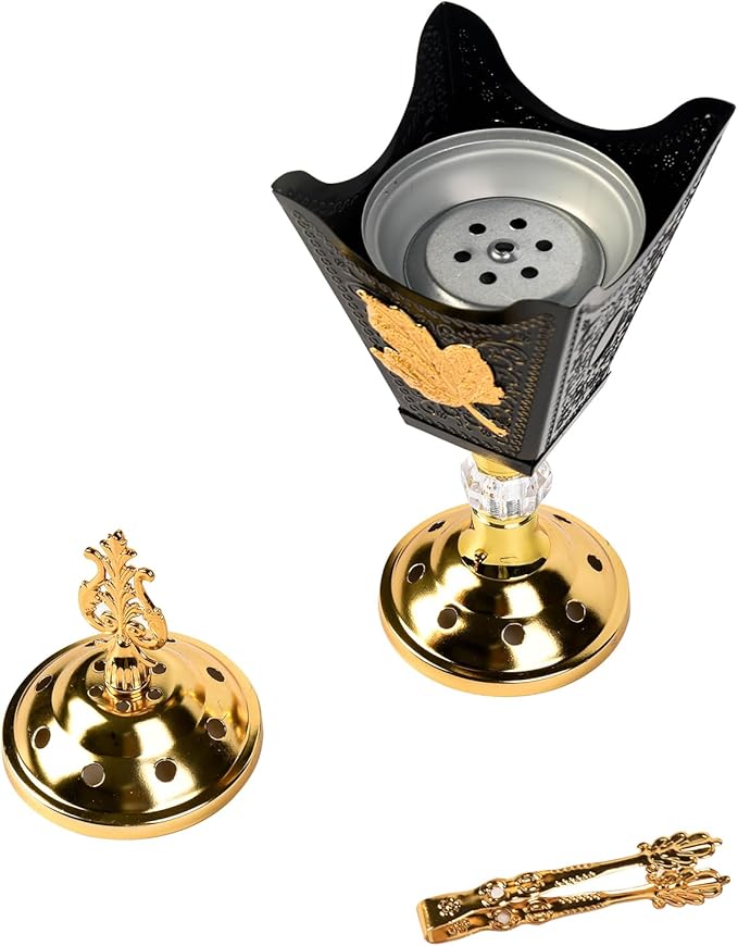 Incense Holder - Fire-Safe with Easy-to-Remove Lid, Elegantly Decorated with Flower Patterns, Suitable for Home & Office, Option (H003)