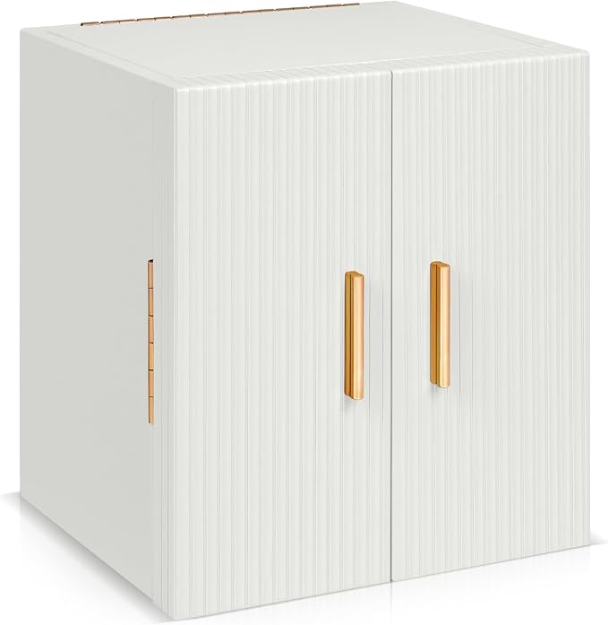 Dajasan Large Jewelry Box Organizer, Jewelry Storage Organizer with 3 Drawers, Huge Jewelry Box with Mirror for Women Girls, Double Door, Textured PU Leather, Gift Idea, Stylish (White + Gold)