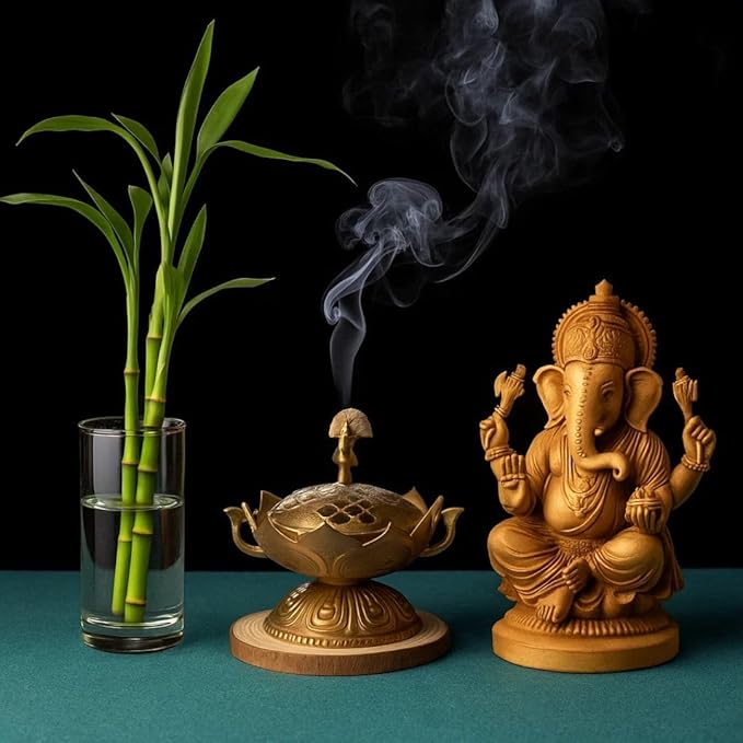 RITUALISTIC Lotus Brass Loban Burner Dhoop Holder and Candle Light Incense Burner Pooja Items Dhoop Batti Stand Sambrani Holder Pooja Room Decor Standard Lotus Loban Burner Valentine's day gifts items
