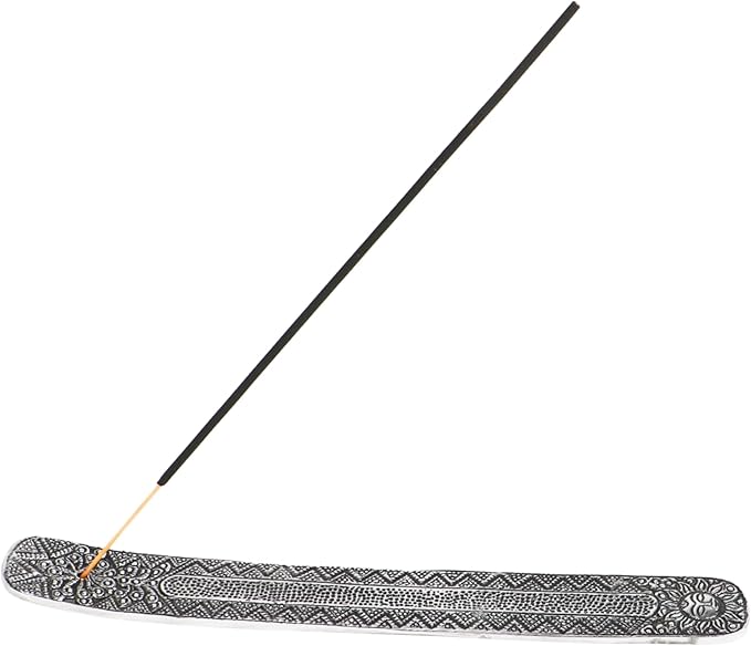 Hosley Antique Silver Aluminium Incense Holders. Set of 1, Each 9.5-Inch-Long Holder, Rich Antique Silver Finish Adding Rustic Charm to Any Room, Perfect for Home Ambiance and Décor