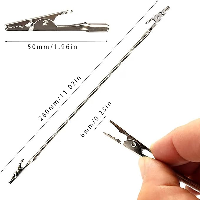 3-Piece Stainless Steel Multi-Function Dual-Head Alligator Clips, Incense Holder, Greeting Card Holder, Mosquito Coil Holder, Fastening Device. (Silver)