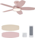 VONLUCE Ceiling Fans with Lights, 36 Inch Ceiling Fan and Remote, Full-spectrum LED Light, 3CCT, 6-Speeds Noiseless Reversible DC Motor, Modern Ceiling Fan for Bedroom Living Room Farmhouse, Pink