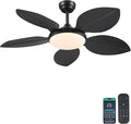 Wiviniya 48 Inch Tropical Ceiling Fans with Lights, Palm Leaf Outdoor Ceiling Fan with Light for Patios Porch Bedroom Living Room, Remote/APP Control, Reversible Quiet DC Motor, Dimmable LED, Black