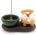 Cute Cat Stick Incense Holder, Japanese Ceramic Burner Tray Set, Rustic Ash Catcher Desktop Home Office Decor Meditation Yoga Spa Zen Aromatherapy