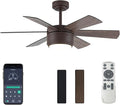SHOWDI Brown Ceiling Fans with Lights and Remote, Quick Installation, 42 in | 2 Blade Color, Metal Material, App Remote Control, Timer, Reversible, 3CCT, Dimmable for Bedroom, Living room, Indoor