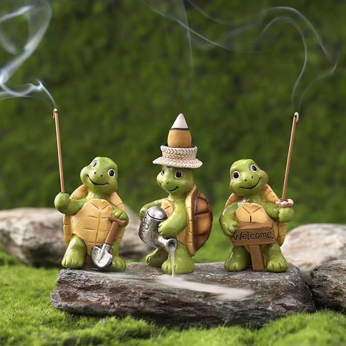 Turtle Incense Holder for Sticks and Incense Cone Holder, Mini Resin Turtle Figurines Incense Stick Holder, Cute Incense Burner for Yoga Meditation Home Office Decor,Turtles Gifts for Women (A)