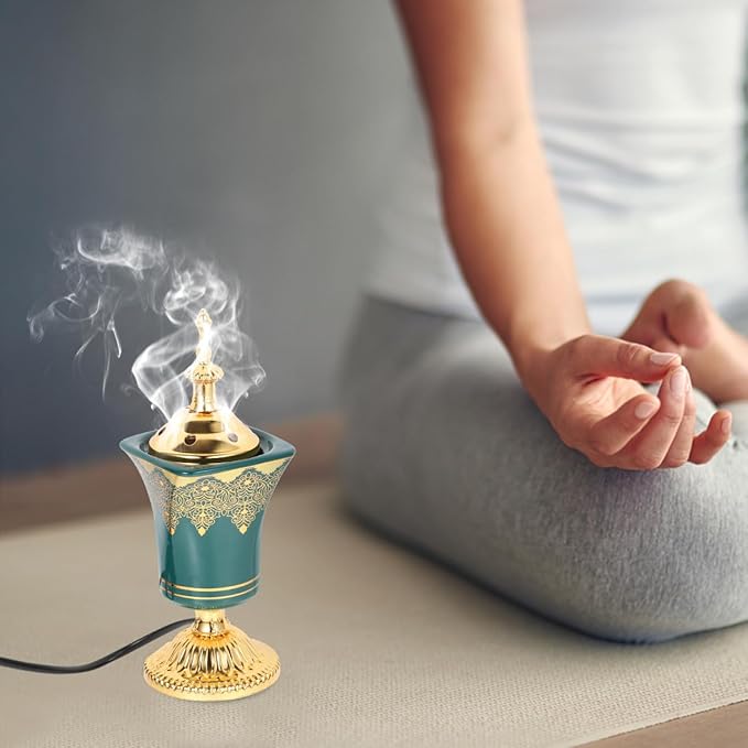 Ciieeo Electric Incense Burner Plug-in Desktop Censer with Metal Holder for Home Office Yoga and Spa Decor 7.67X2.95X2.95 Inch Us Plug