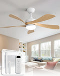 Sofucor 42 Inch Ceiling Fan with Lights and Remote, Indoor/Outdoor Ceiling Fan with Light 6-Speed 3 CCT 3-Timer, Low Profile Modern Ceiling Fan 5 Blade Quiet DC Motor for Bedroom Living Room Patio