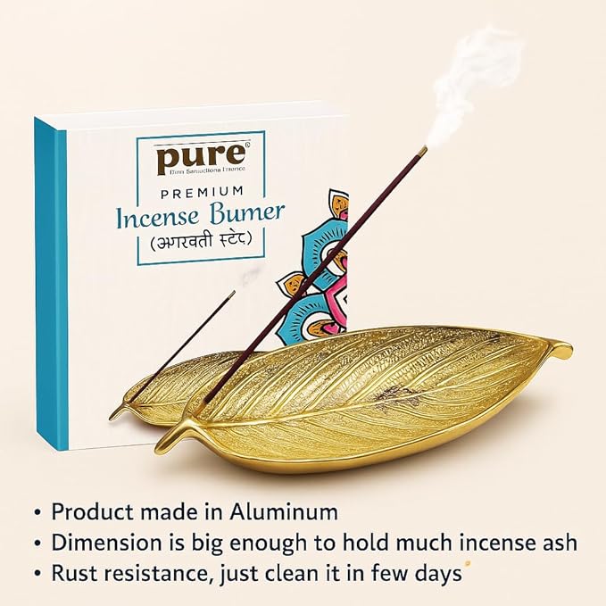 Pure Source India Aluminum Agarbatti Stand (10 x 3.25 x 2 inch, Gold)