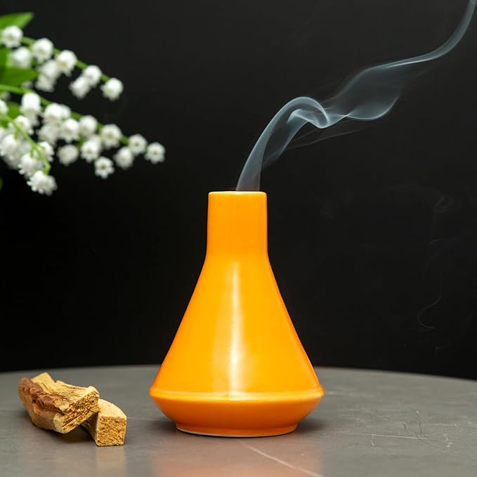 MOUGIGI Handmade Ceramic Chiminea Palo Santo Holder - Modern Medieval Incense Burner and Candlet Holder - Zen Home Decor