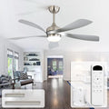 CACI Mall 52 Inch Ceiling Fans with Lights and Remote, modern, Outdoor ceiling fan with 6-Speed, 5 Blades, 2 Downrods, 3 CCT, Timer, Quiet Reversible DC Motor for Living Room, Bedroom, Patios